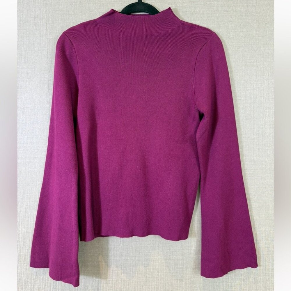 Maeve Anthropologie The Arlowe Bell-Sleeve Sweater Plum - Picture 2 of 7